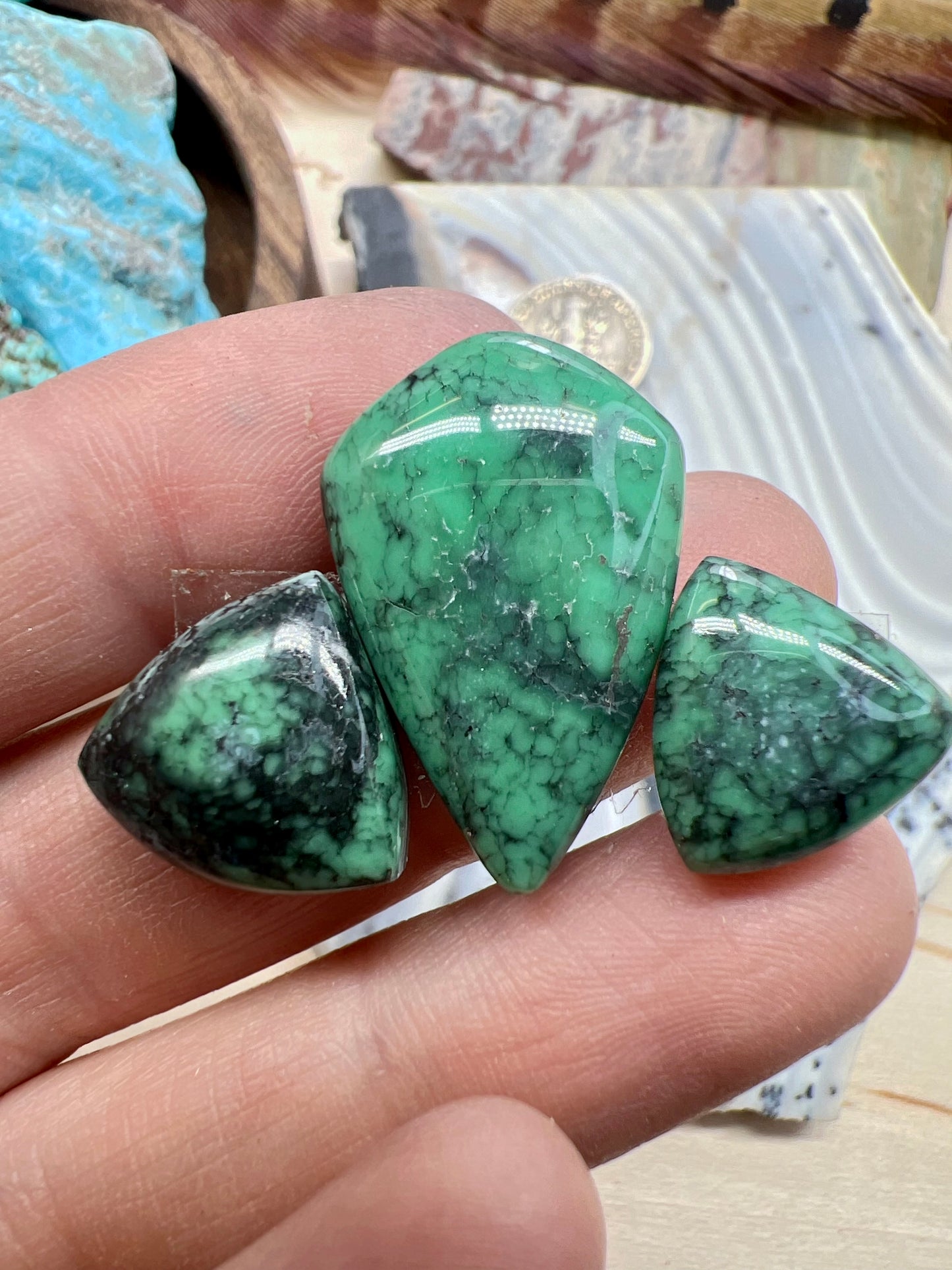 Black bridge Variscite cab set of 3