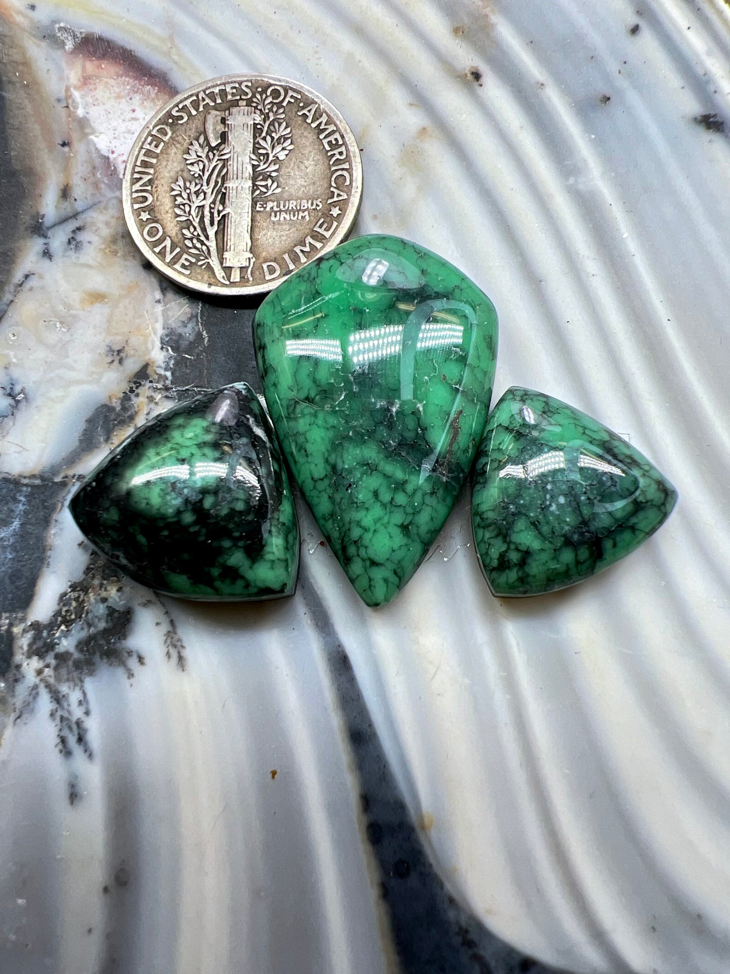 Black bridge Variscite cab set of 3