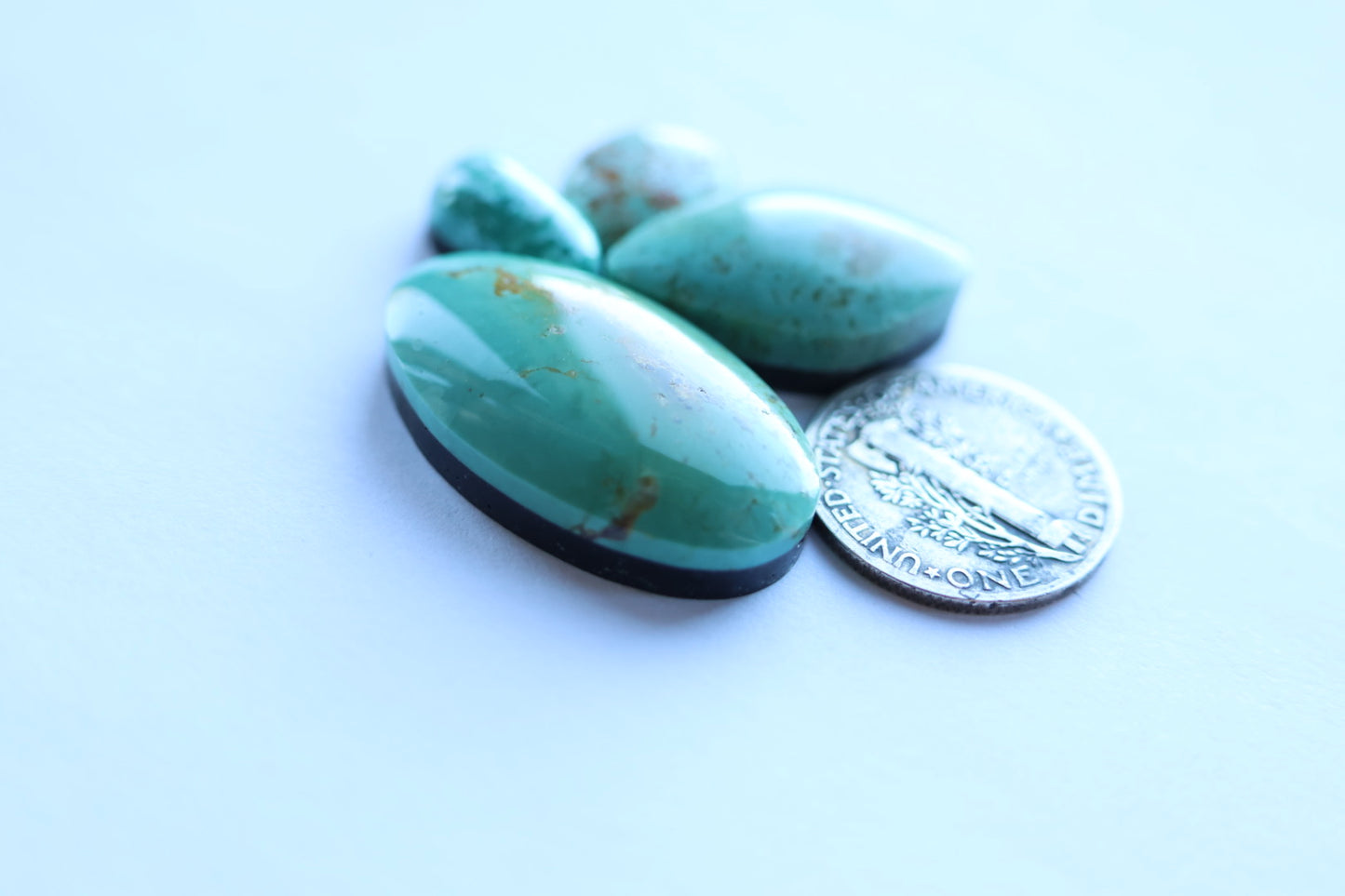 Turquoise mountain and pilot mountain cabochon set