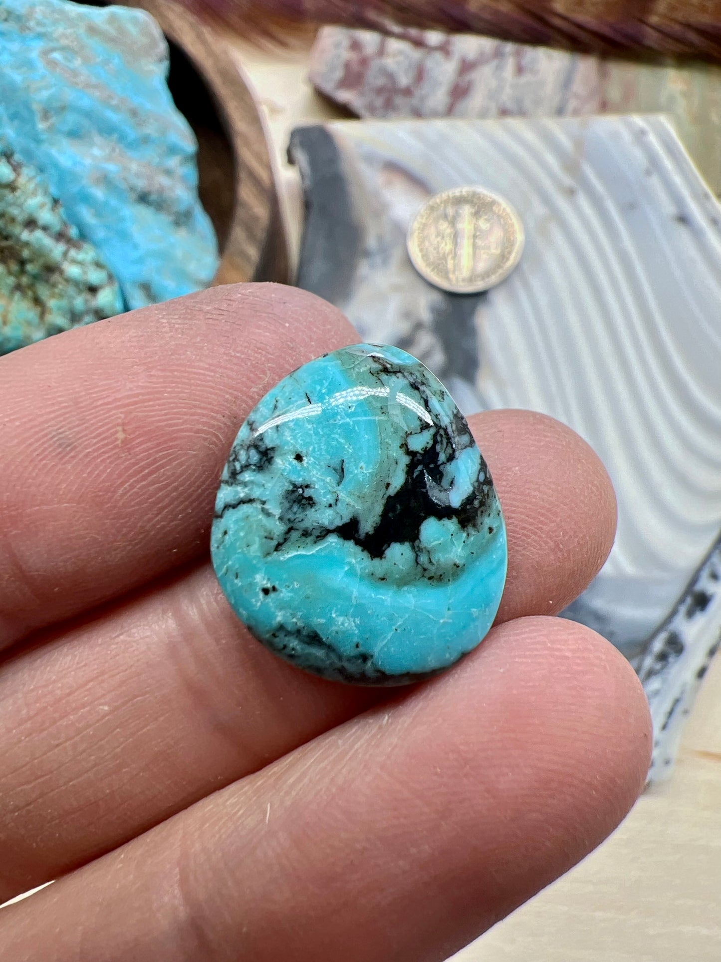 Blue diamond turquoise cab