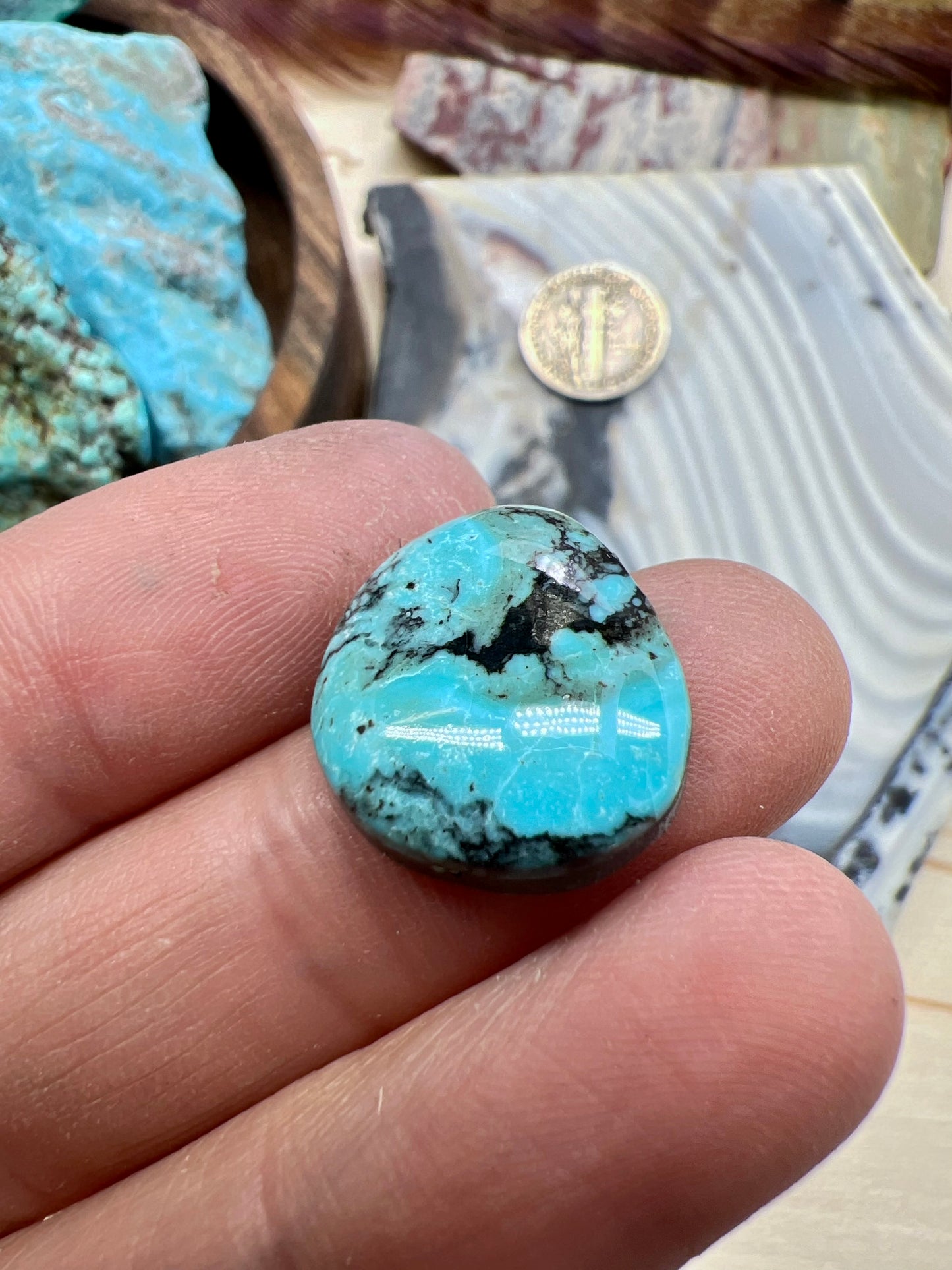 Blue diamond turquoise cab