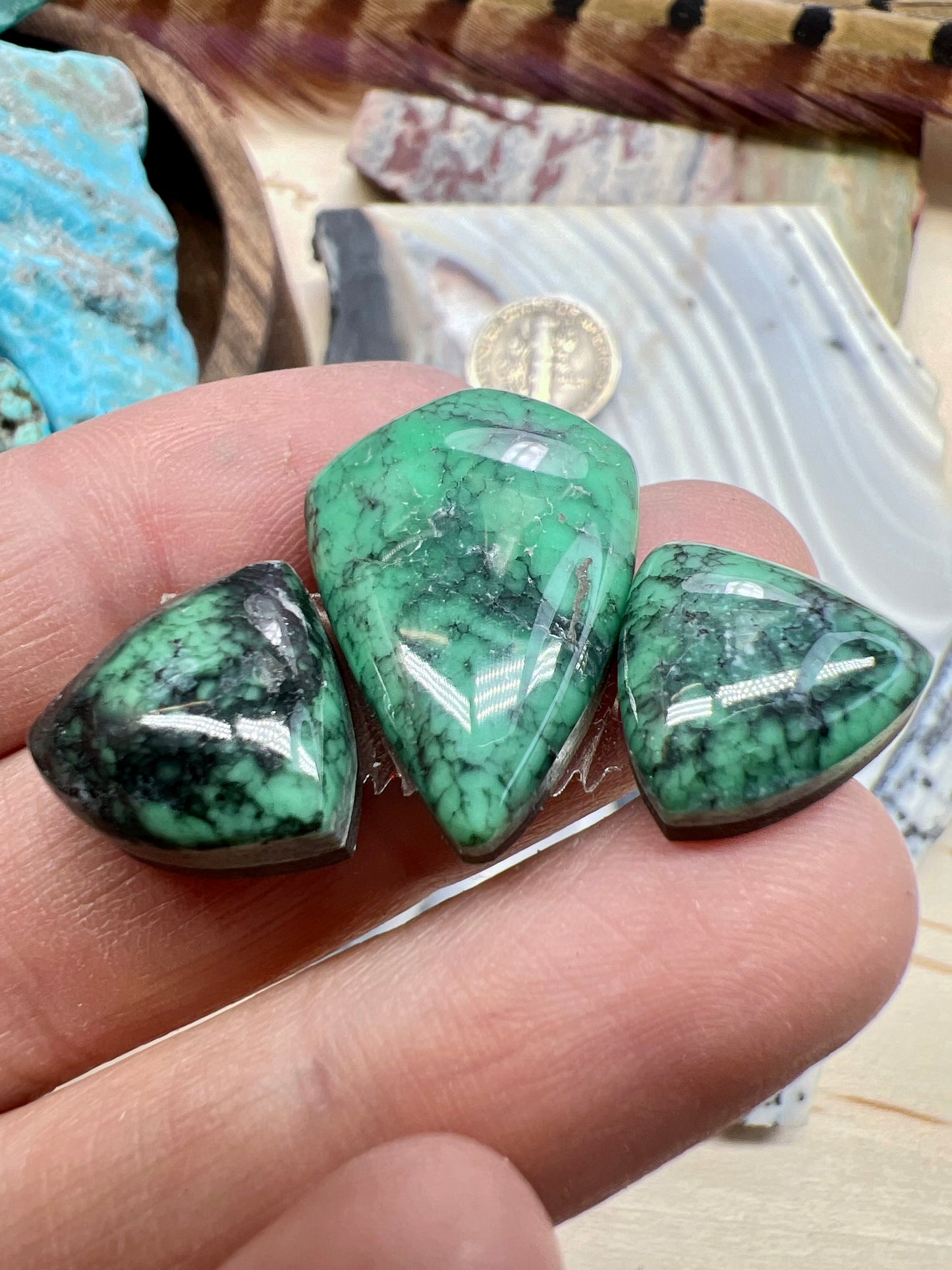 Black bridge Variscite cab set of 3