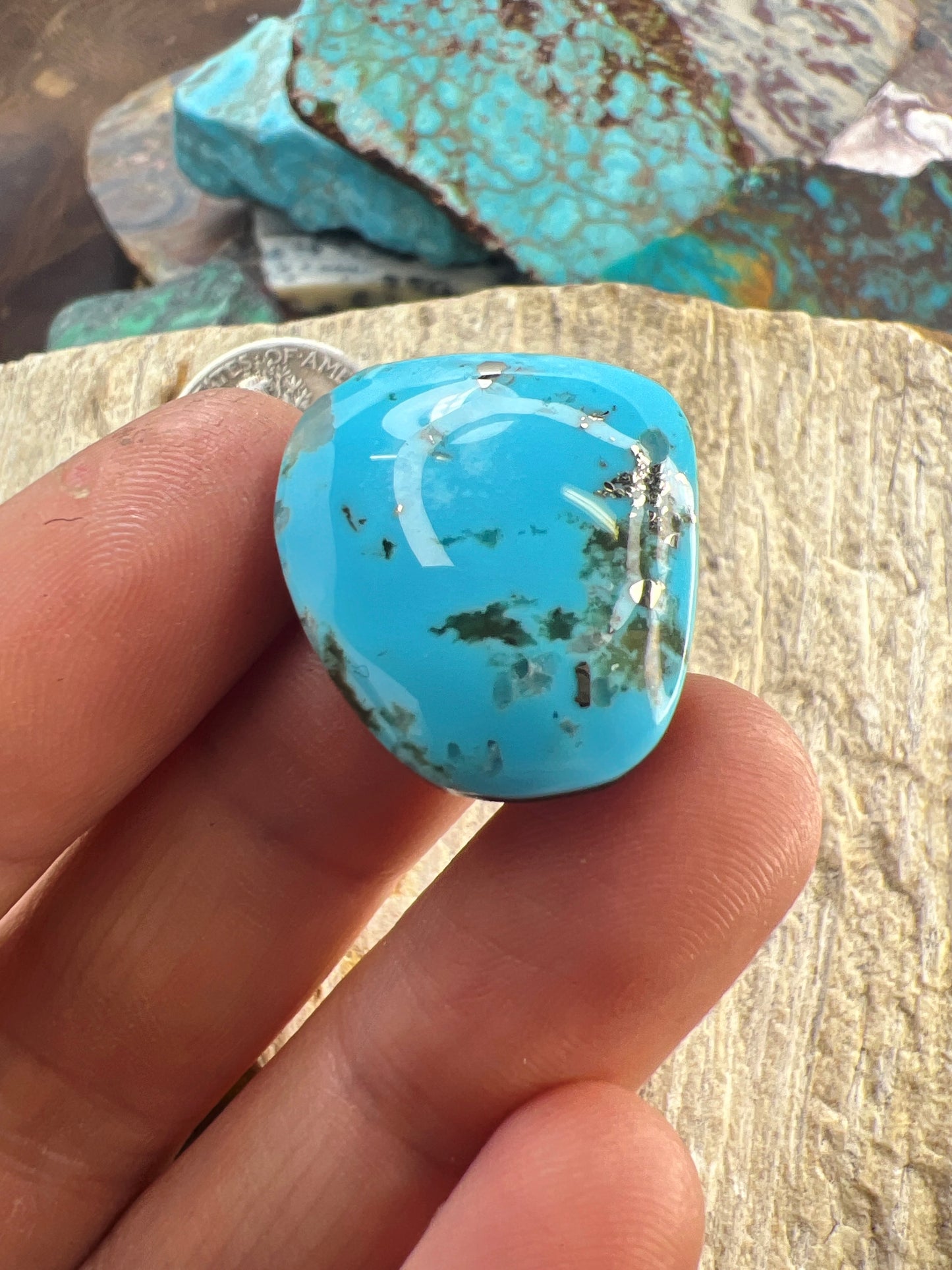 Old stock Kingman turquoise cabochon