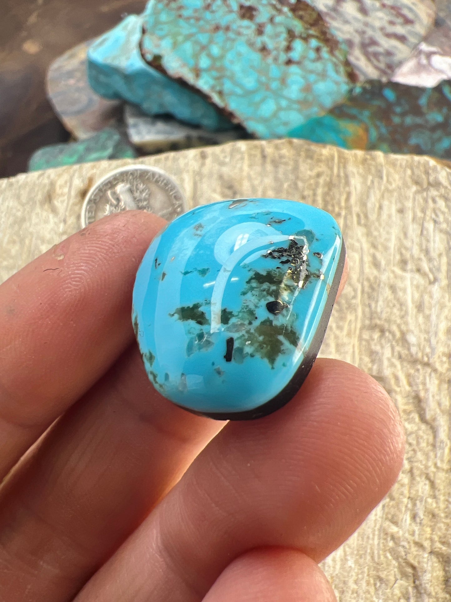 Old stock Kingman turquoise cabochon