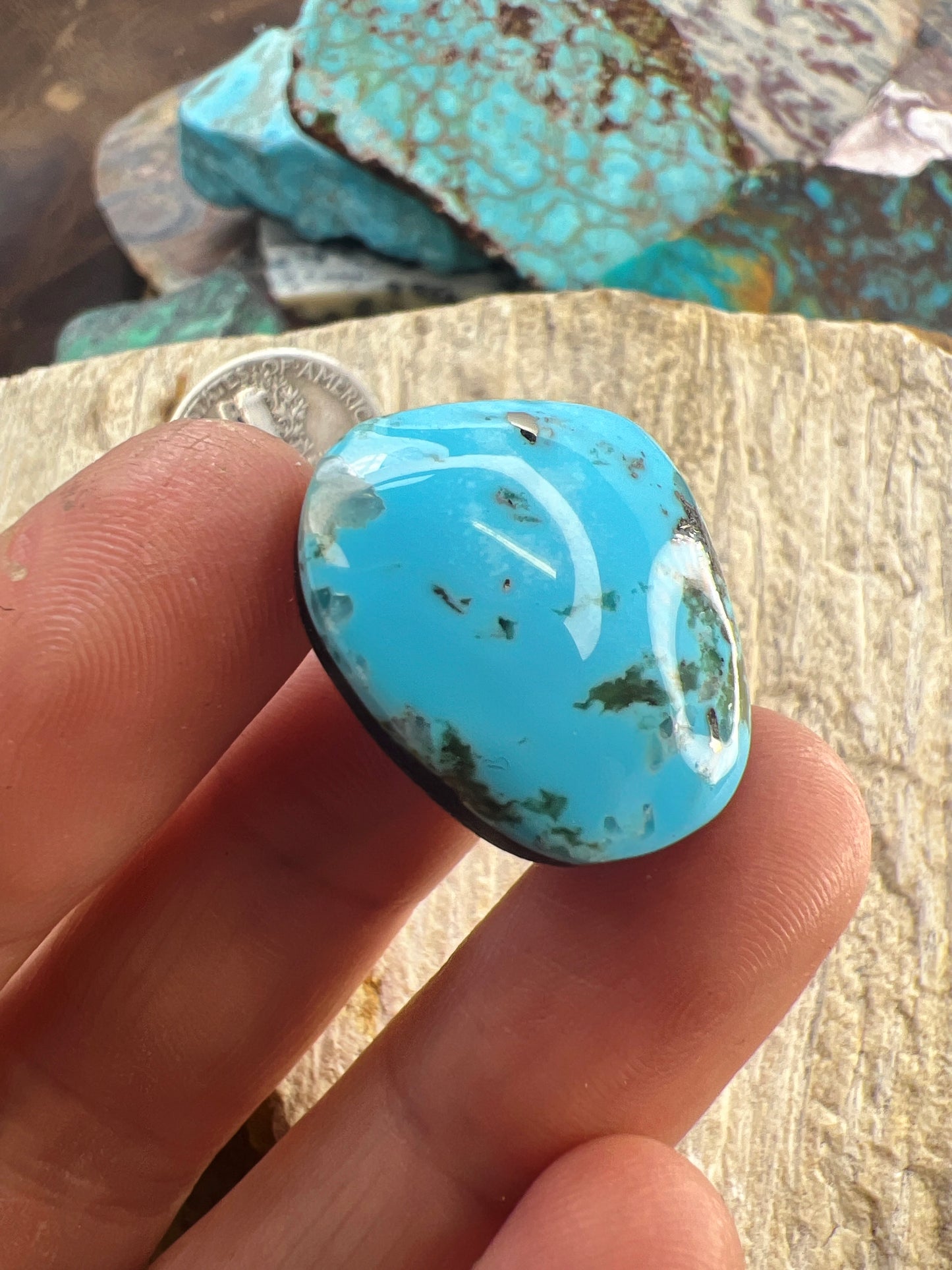 Old stock Kingman turquoise cabochon